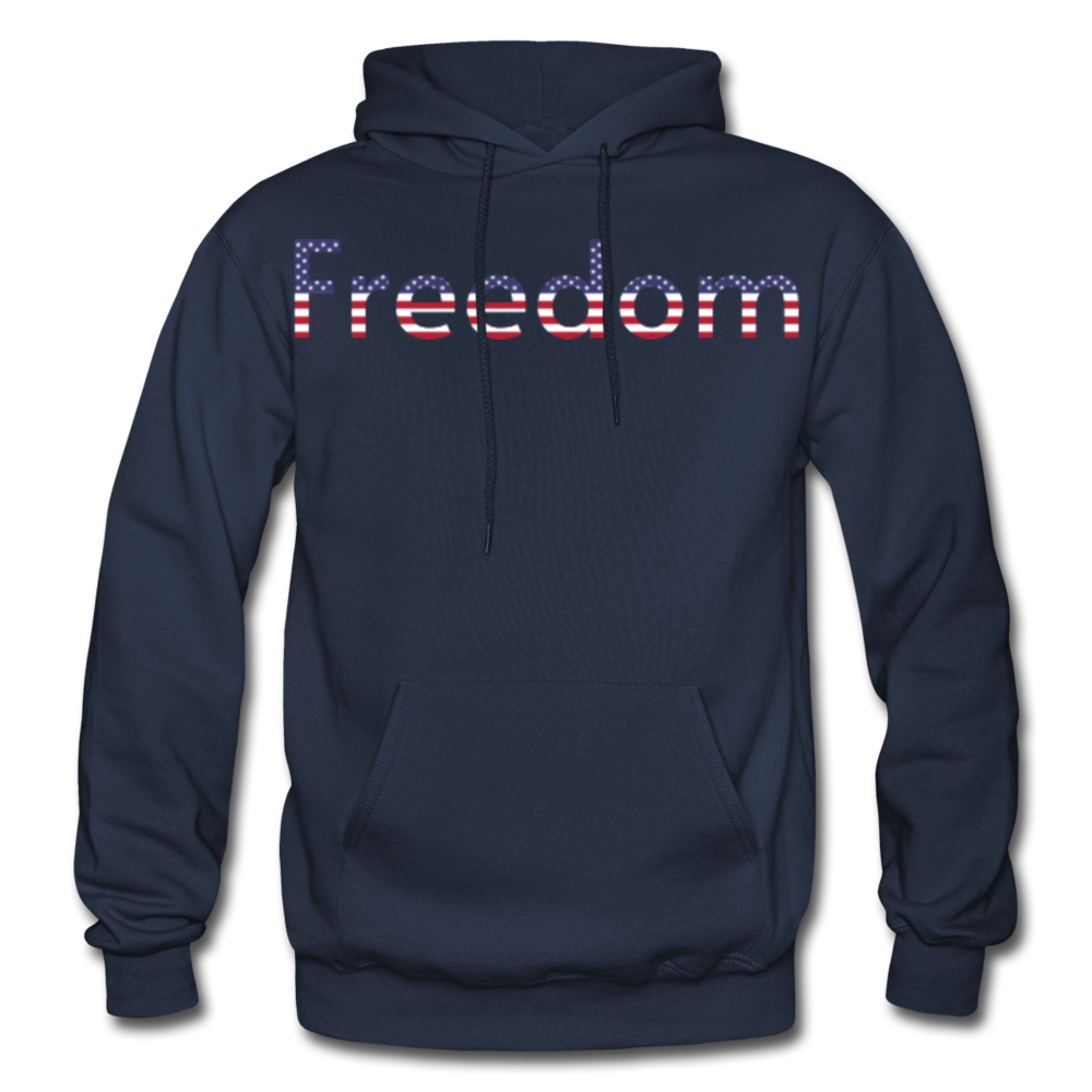 Freedom Patriotic Word Art Gildan Heavy Blend Adult Hoodie - navy