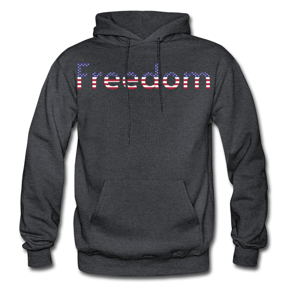 Freedom Patriotic Word Art Gildan Heavy Blend Adult Hoodie - charcoal gray
