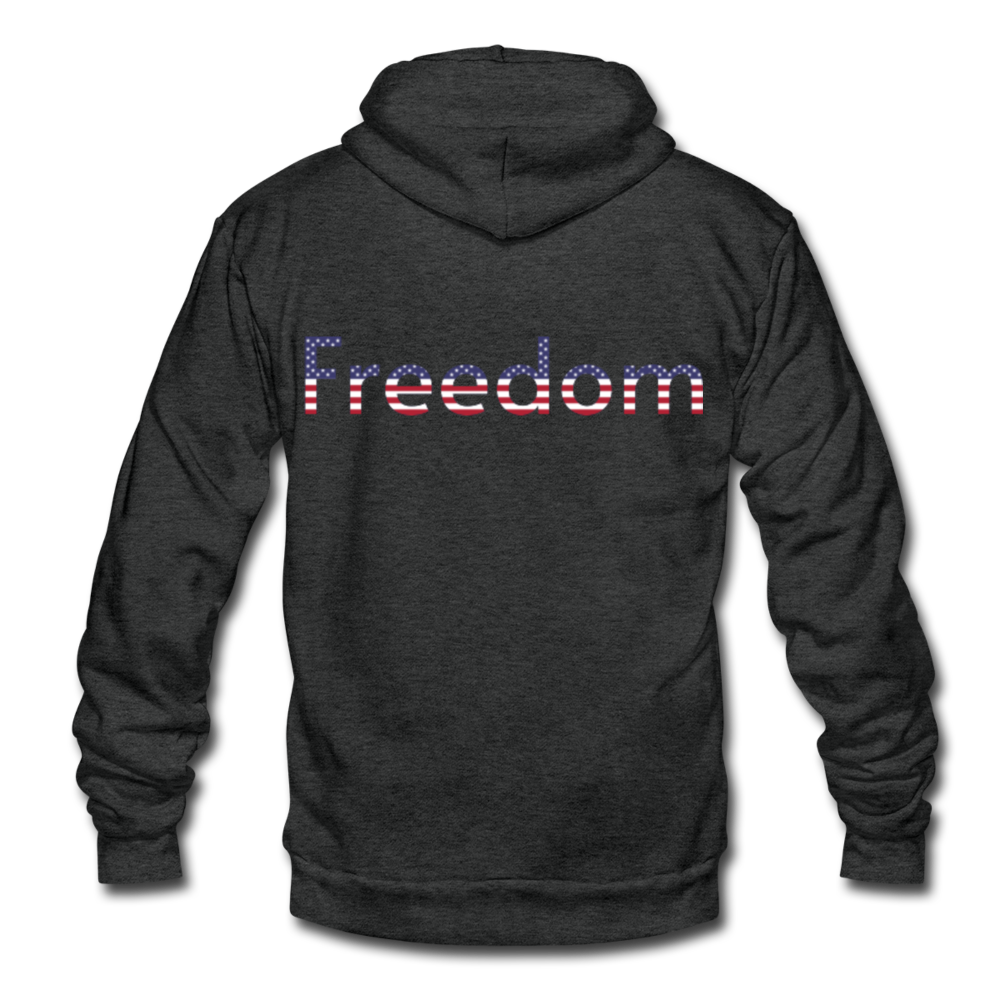 Freedom Patriotic Word Art Unisex Fleece Zip Hoodie - charcoal gray