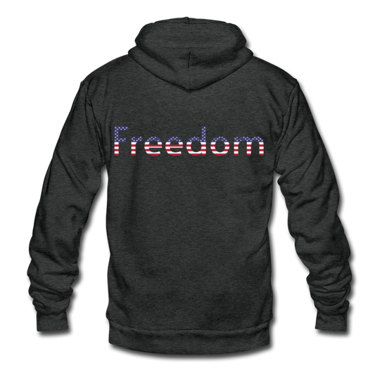 Freedom Patriotic Word Art Unisex Fleece Zip Hoodie - charcoal gray