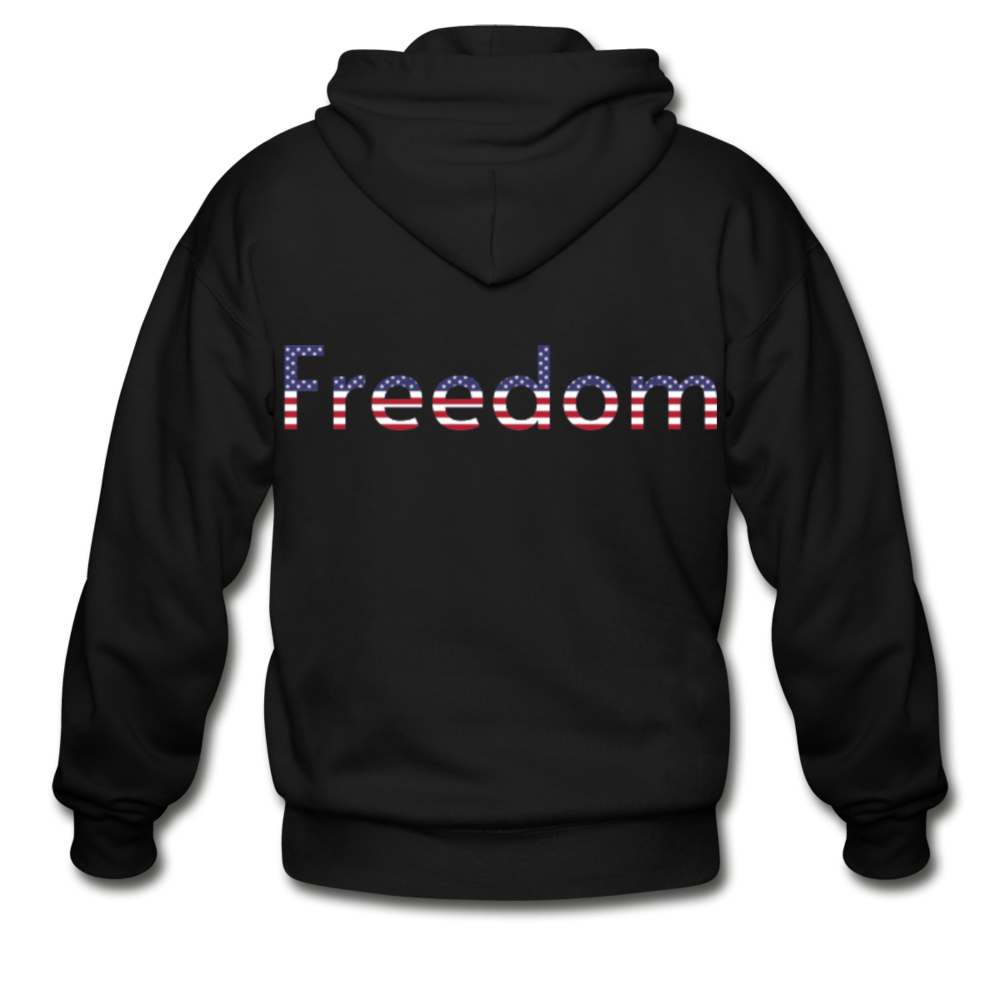 Freedom Patriotic Word Art Gildan Heavy Blend Adult Zip Hoodie - black