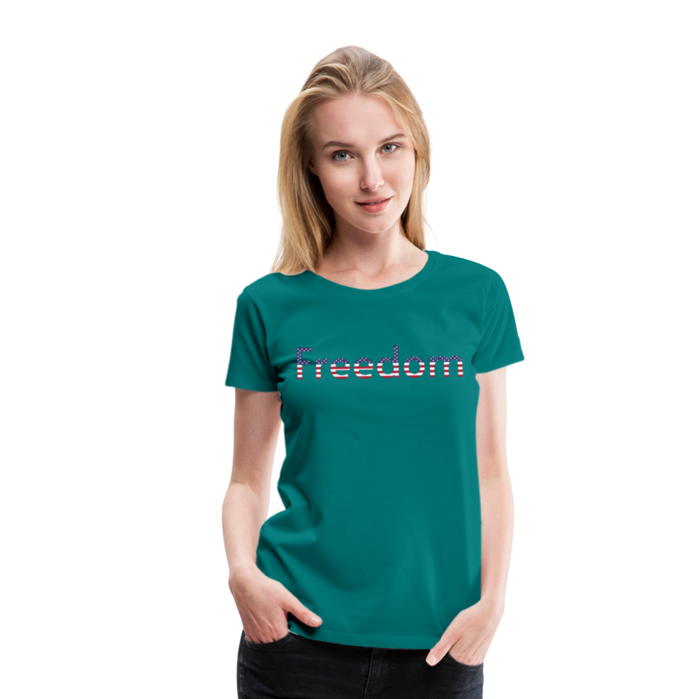 Freedom Patriotic Word Art Women’s Premium T-Shirt - teal