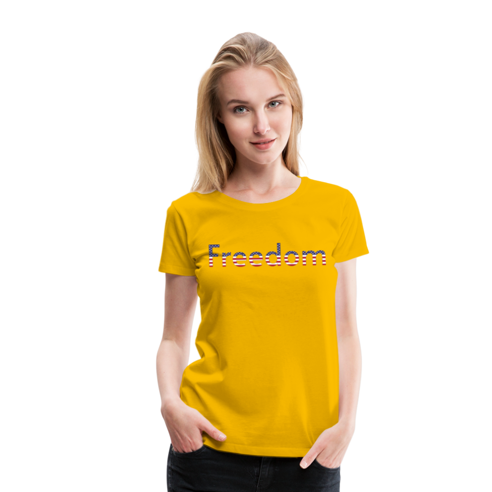 Freedom Patriotic Word Art Women’s Premium T-Shirt - sun yellow