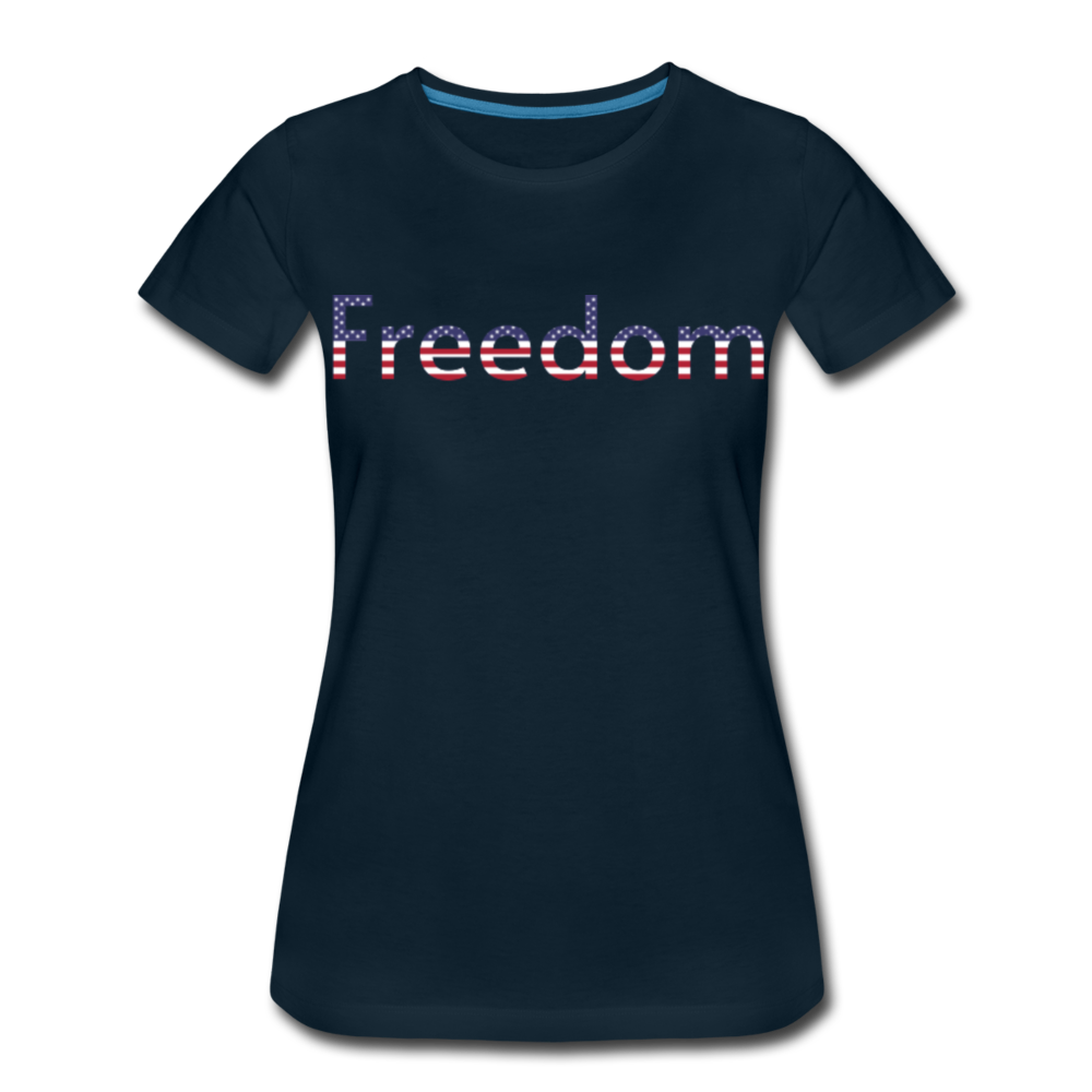Freedom Patriotic Word Art Women’s Premium T-Shirt - deep navy