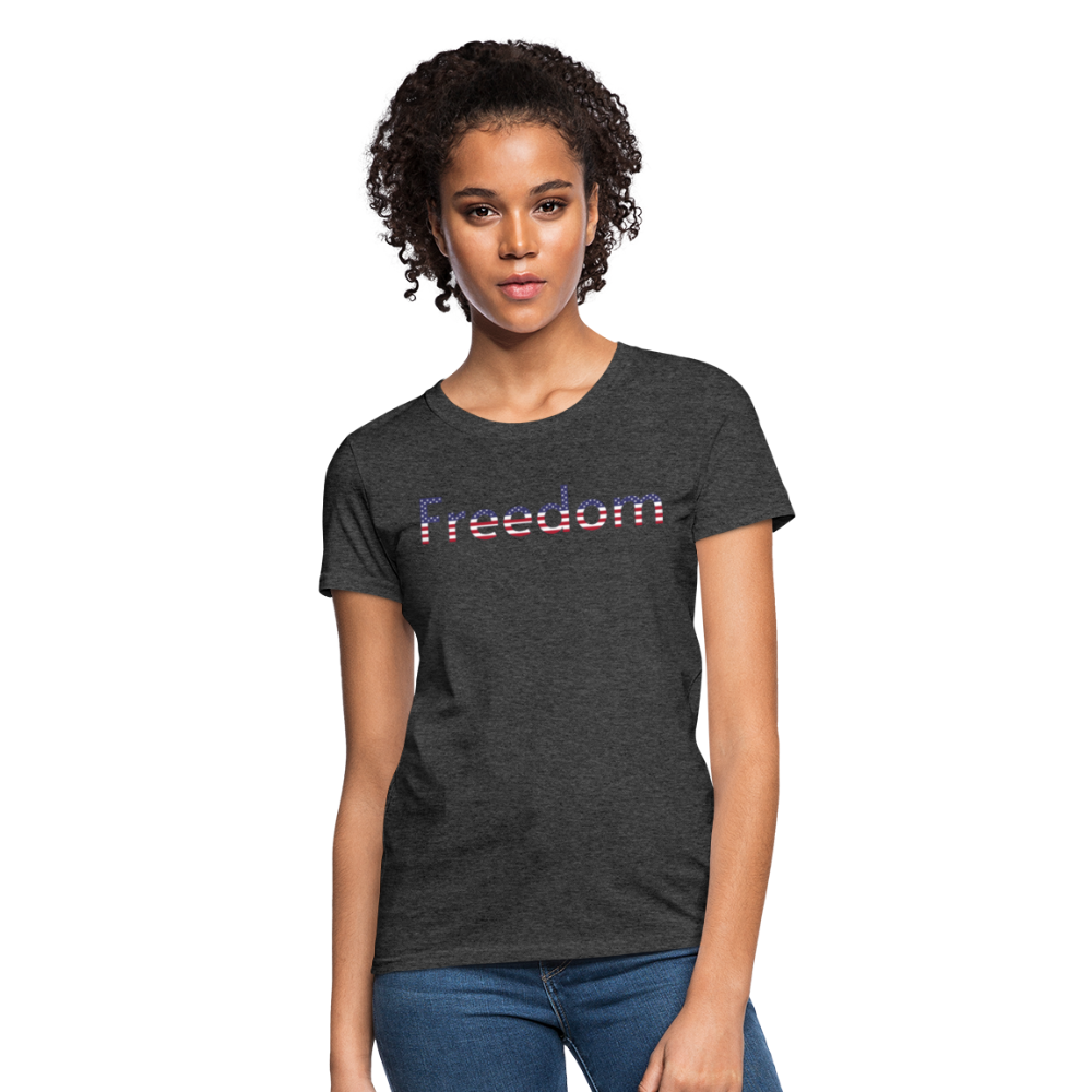 Freedom Patriotic Word Art Women's T-Shirt - heather black