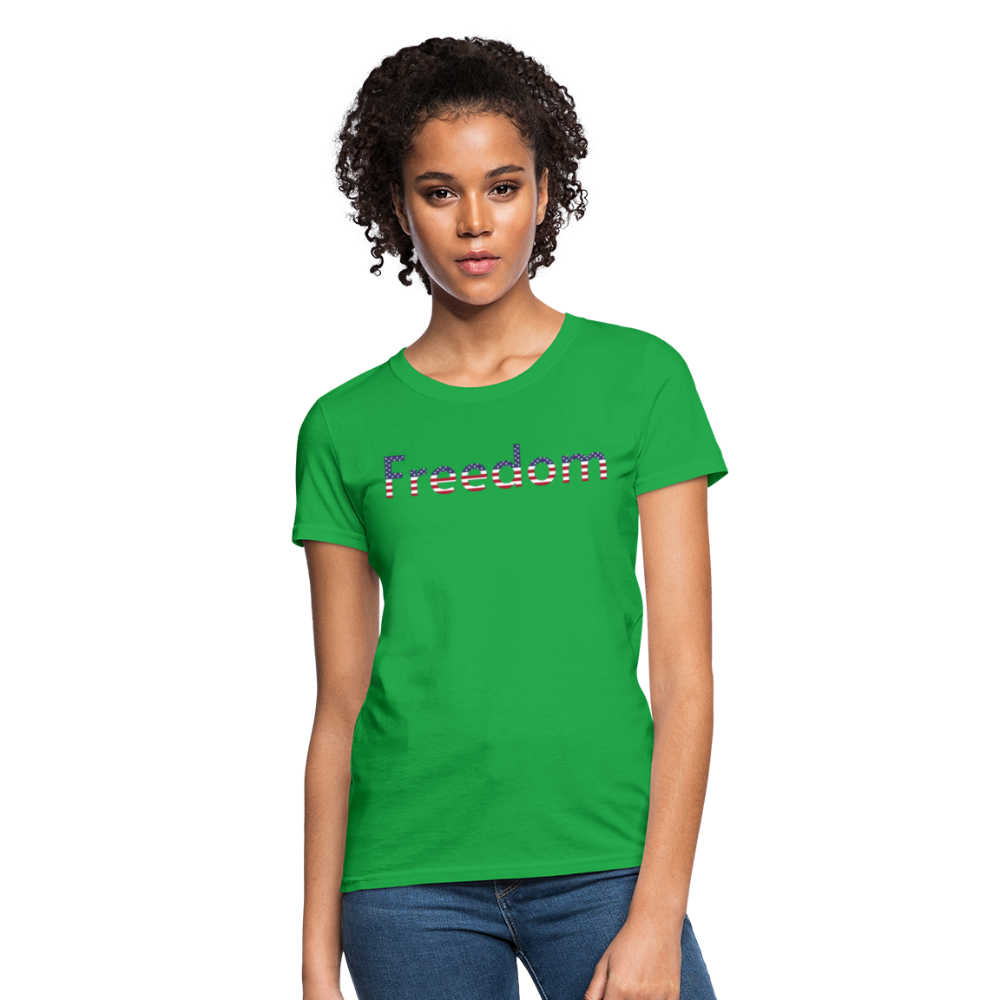 Freedom Patriotic Word Art Women's T-Shirt - bright green