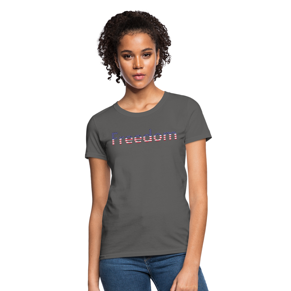 Freedom Patriotic Word Art Women's T-Shirt - charcoal