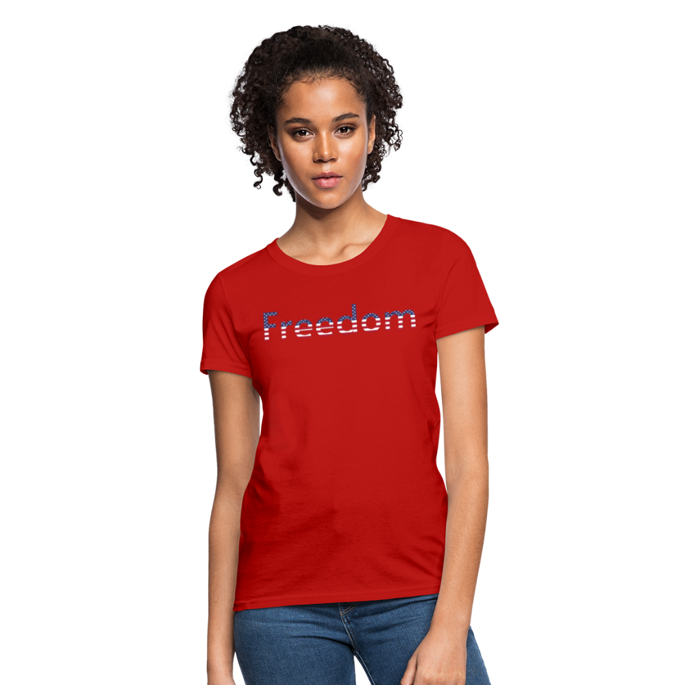 Freedom Patriotic Word Art Women's T-Shirt - red