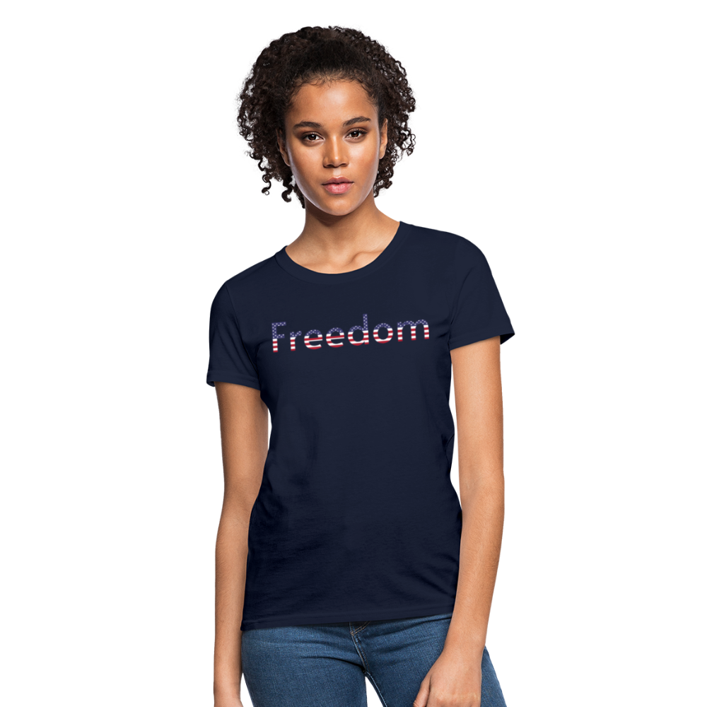 Freedom Patriotic Word Art Women's T-Shirt - navy