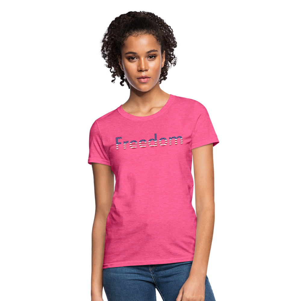 Freedom Patriotic Word Art Women's T-Shirt - heather pink