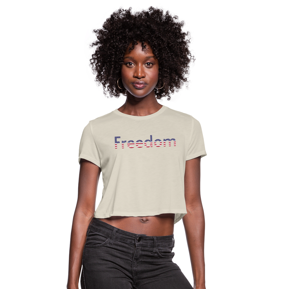 Freedom Patriotic Word Art Women's Cropped T-Shirt - dust