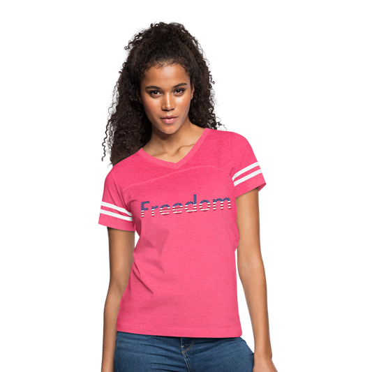 Freedom Patriotic Word Art Women’s Vintage Sport T-Shirt - vintage pink/white