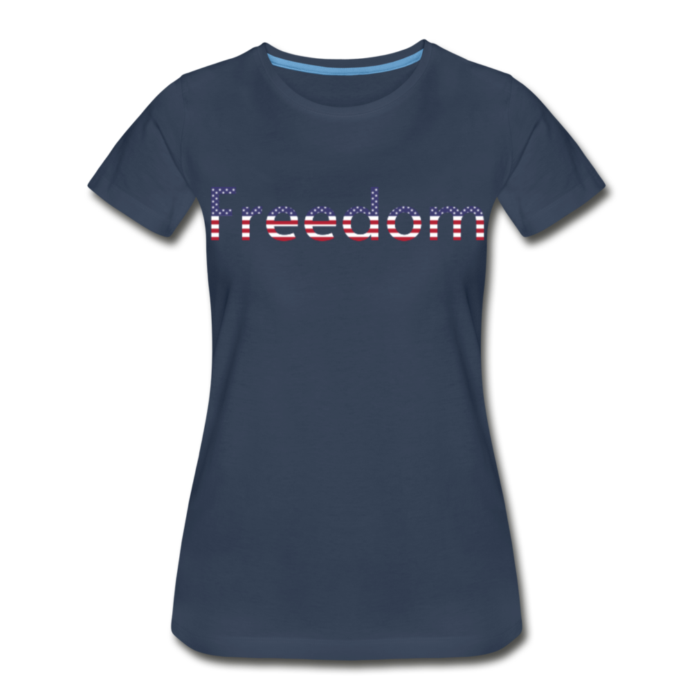 Freedom Patriotic Word Art Women’s Premium Organic T-Shirt - navy