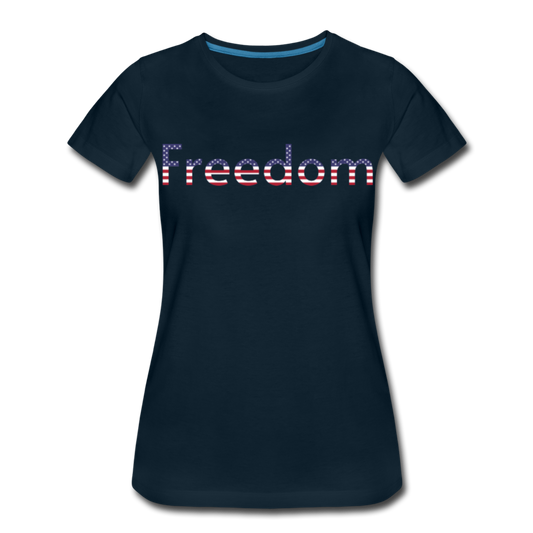 Freedom Patriotic Word Art Women’s Premium Organic T-Shirt - deep navy