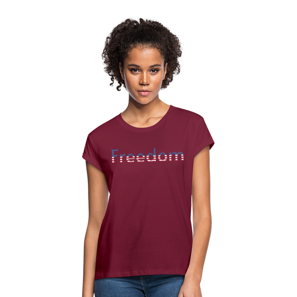 Freedom Patriotic Word Art Women's Relaxed Fit T-Shirt - burgundy