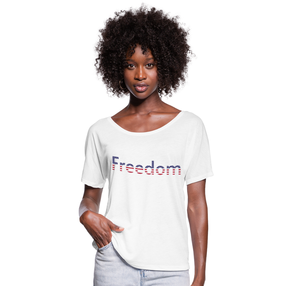 Freedom Patriotic Word Art Women’s Flowy T-Shirt - white