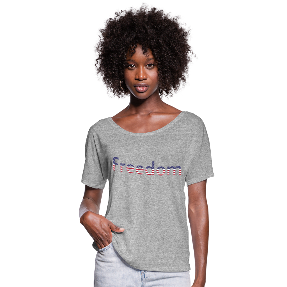Freedom Patriotic Word Art Women’s Flowy T-Shirt - heather gray