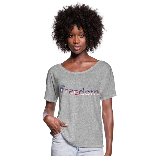 Freedom Patriotic Word Art Women’s Flowy T-Shirt - heather gray