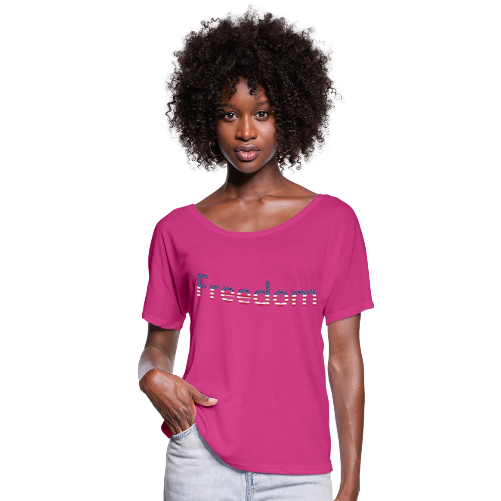 Freedom Patriotic Word Art Women’s Flowy T-Shirt - dark pink