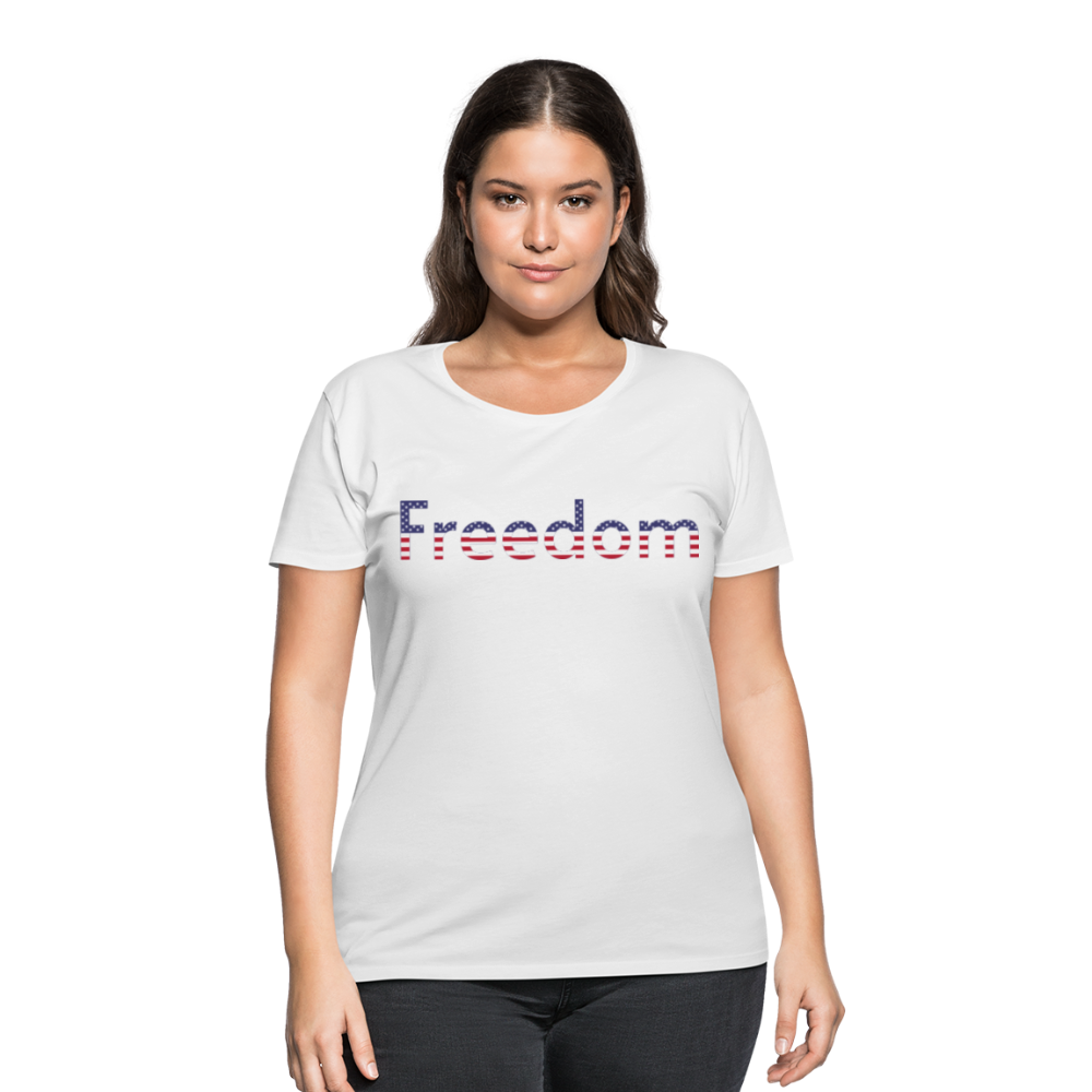 Freedom Patriotic Word Art Women’s Curvy T-Shirt - white