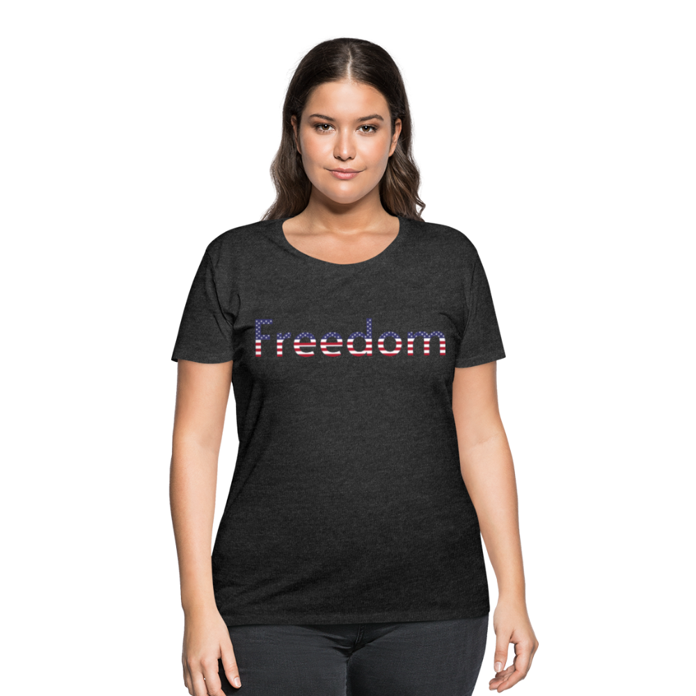 Freedom Patriotic Word Art Women’s Curvy T-Shirt - deep heather