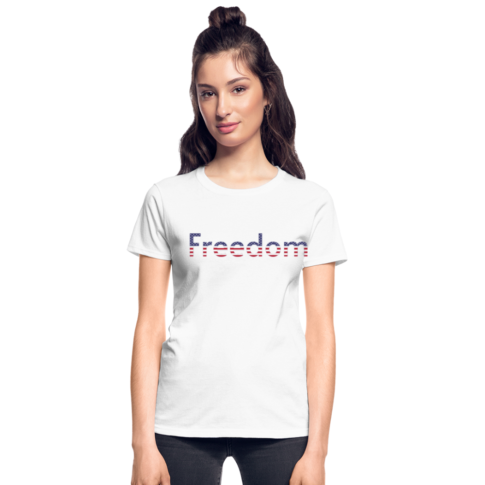 Freedom Patriotic Word Art Gildan Ultra Cotton Ladies T-Shirt - white
