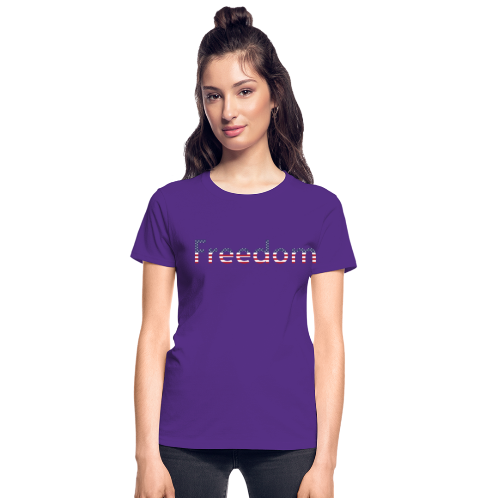Freedom Patriotic Word Art Gildan Ultra Cotton Ladies T-Shirt - purple