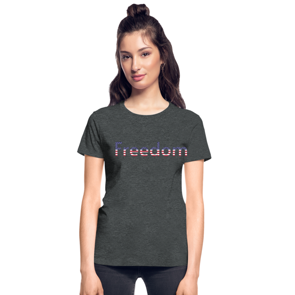 Freedom Patriotic Word Art Gildan Ultra Cotton Ladies T-Shirt - deep heather