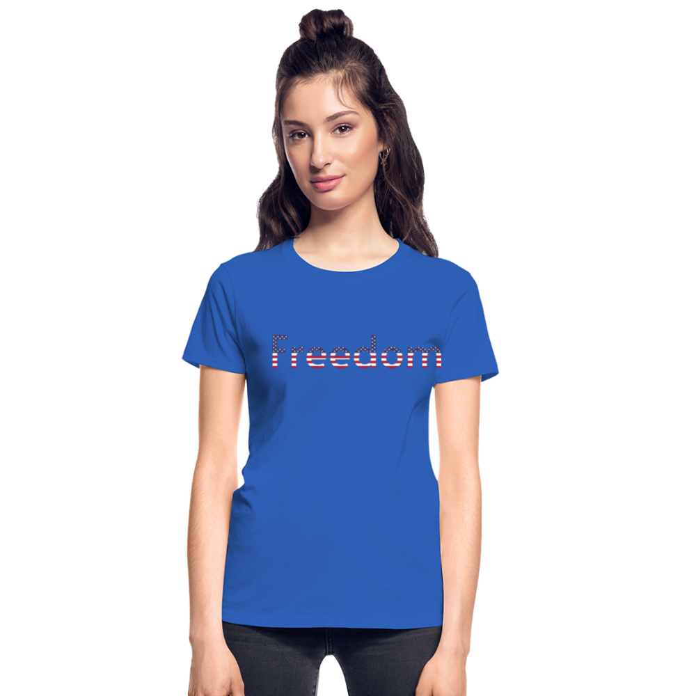 Freedom Patriotic Word Art Gildan Ultra Cotton Ladies T-Shirt - royal blue