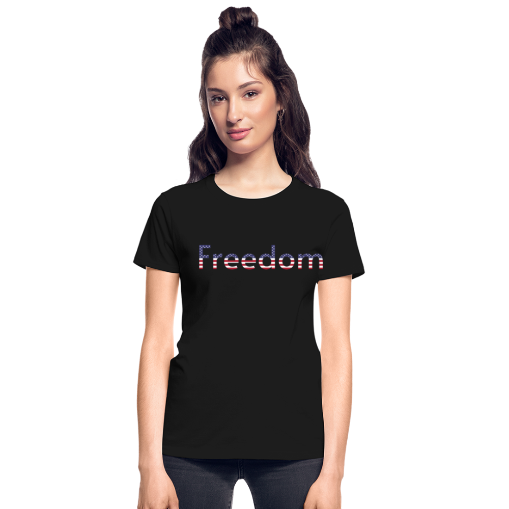 Freedom Patriotic Word Art Gildan Ultra Cotton Ladies T-Shirt - black