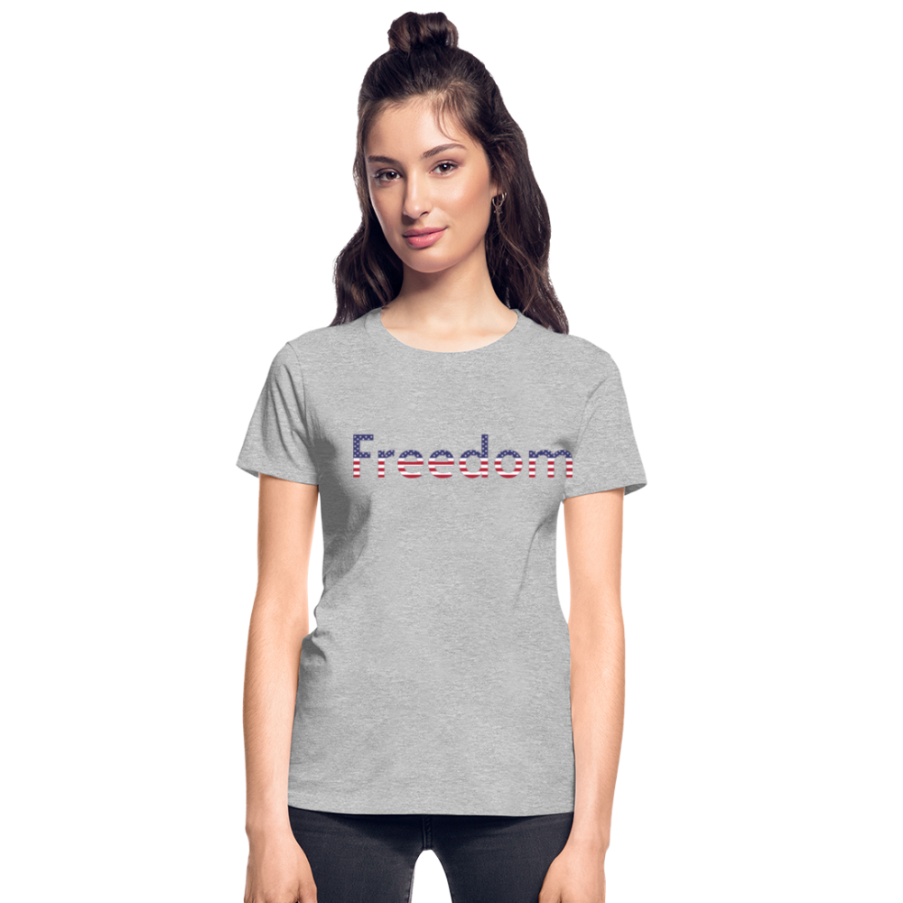 Freedom Patriotic Word Art Gildan Ultra Cotton Ladies T-Shirt - heather gray