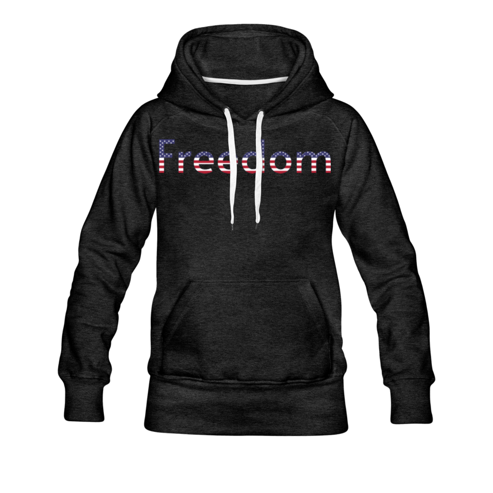 Freedom Patriotic Word Art Women’s Premium Hoodie - charcoal gray