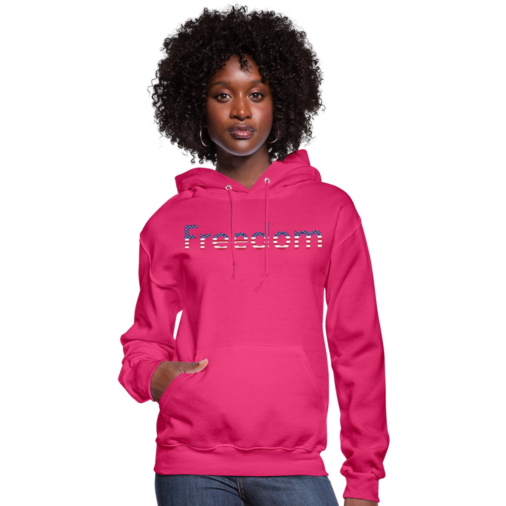 Freedom Patriotic Word Art Women's Hoodie - fuchsia