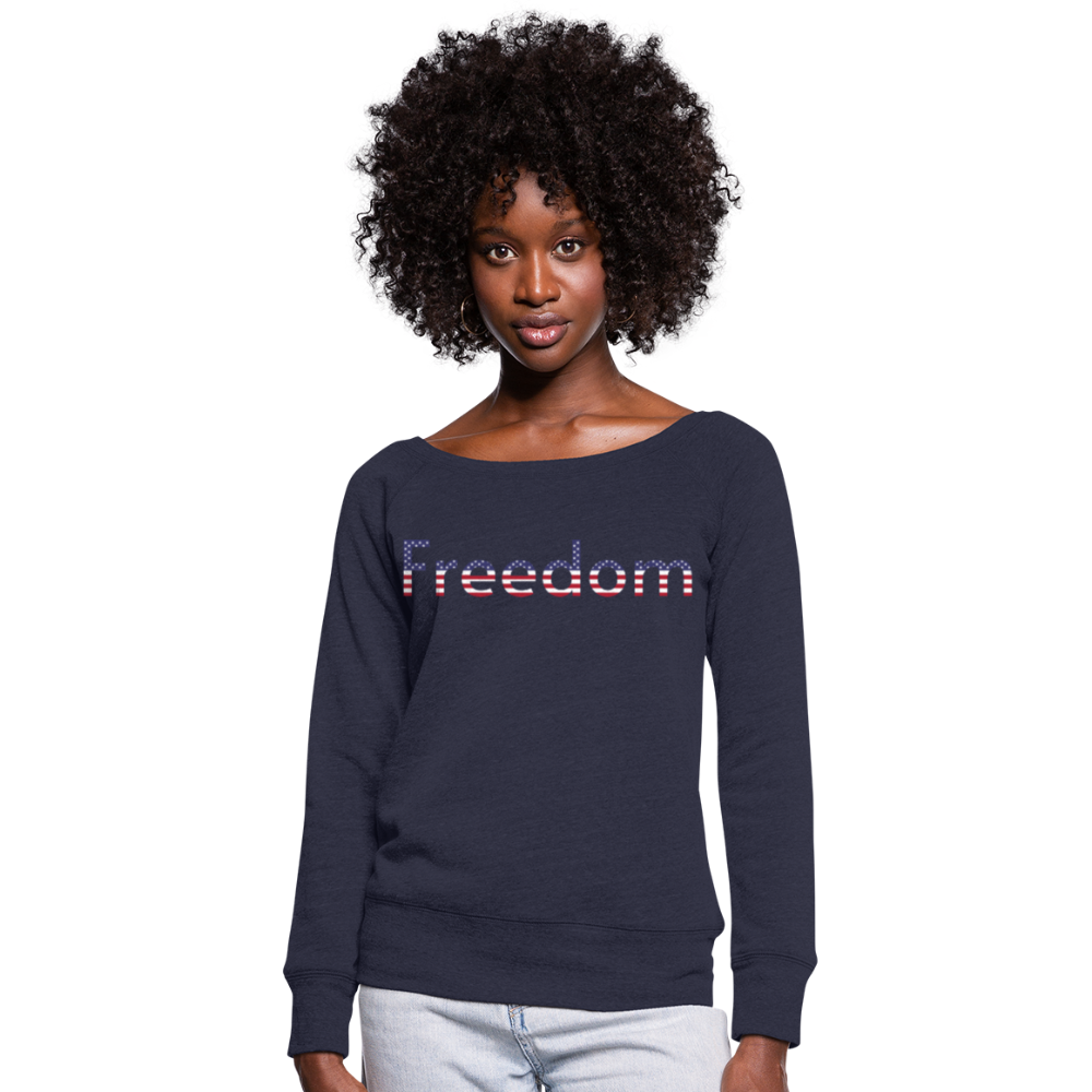 Freedom Patriotic Word Art Women's Wide neck Sweatshirt - melange navy