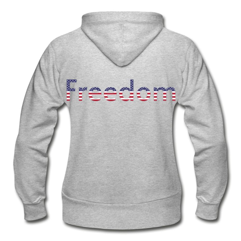 Freedom Patriotic Word Art Gildan Heavy Blend Women's Zip Hoodie - heather gray