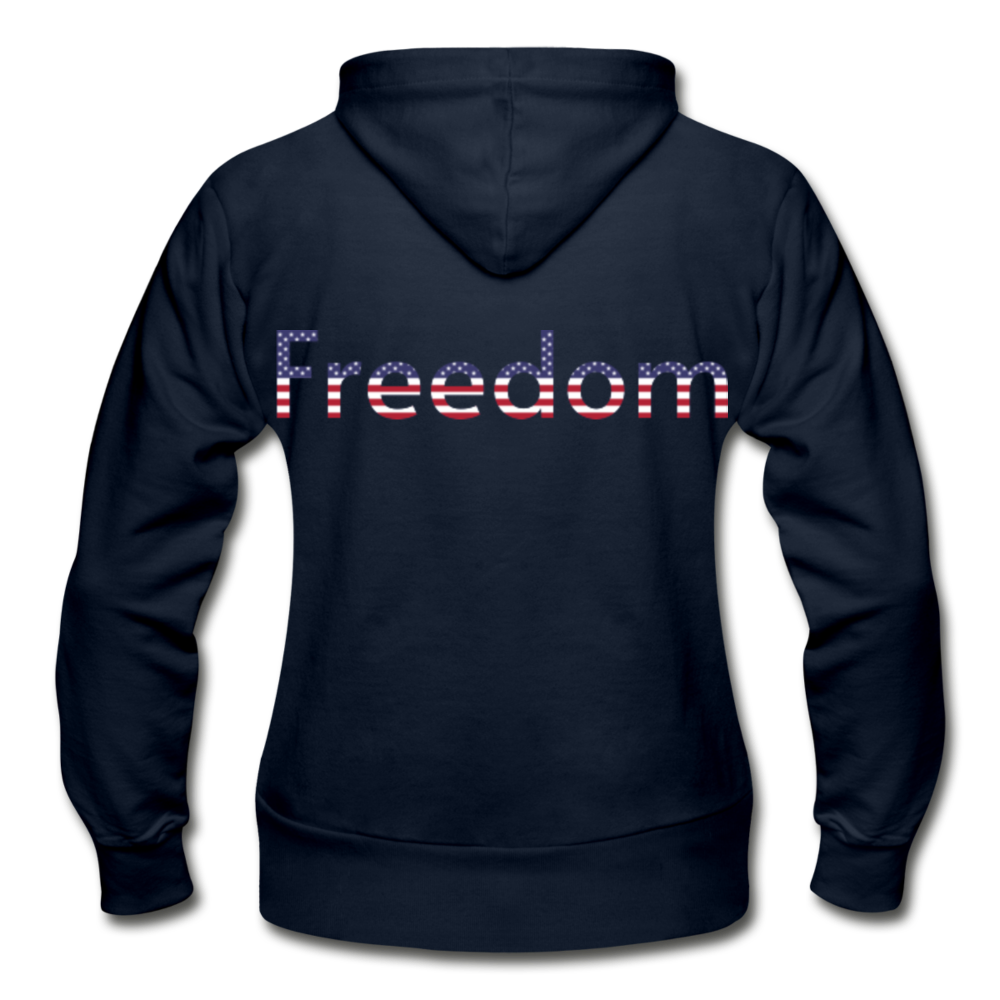 Freedom Patriotic Word Art Gildan Heavy Blend Women's Zip Hoodie - navy
