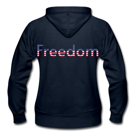 Freedom Patriotic Word Art Gildan Heavy Blend Women's Zip Hoodie - navy
