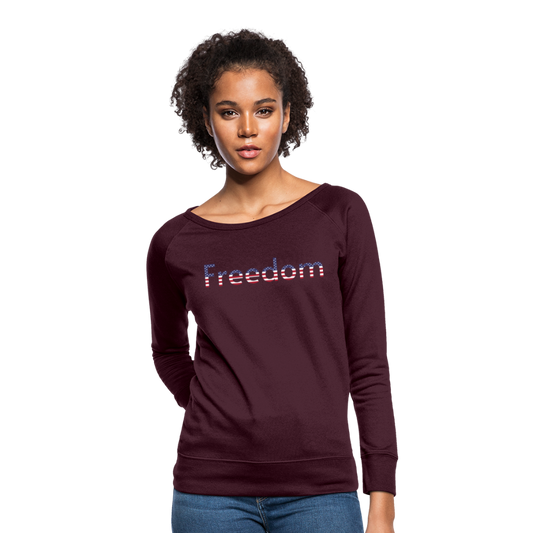 Freedom Patriotic Word Art Women’s Crewneck Sweatshirt - plum