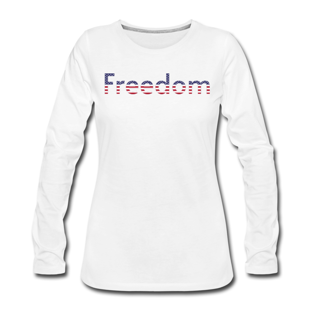 Freedom Patriotic Word Art Women's Premium Long Sleeve T-Shirt - white