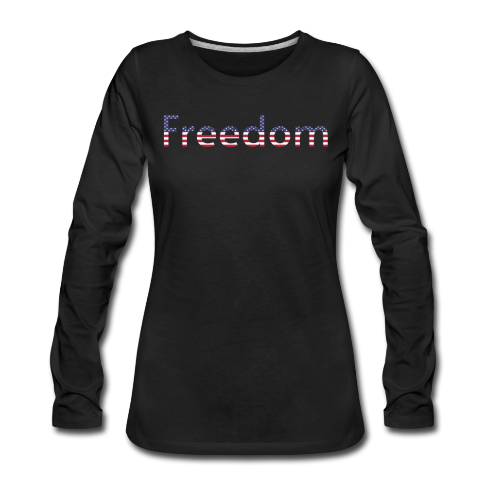 Freedom Patriotic Word Art Women's Premium Long Sleeve T-Shirt - black