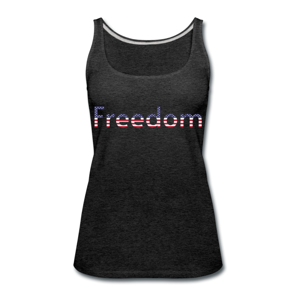 Freedom Patriotic Word Art Women’s Premium Tank Top - charcoal gray