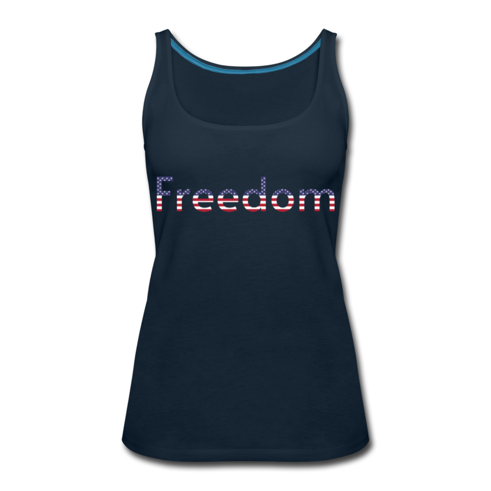 Freedom Patriotic Word Art Women’s Premium Tank Top - deep navy