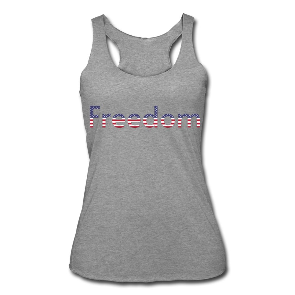 Freedom Patriotic Word Art Women’s Tri-Blend Racerback Tank - heather gray