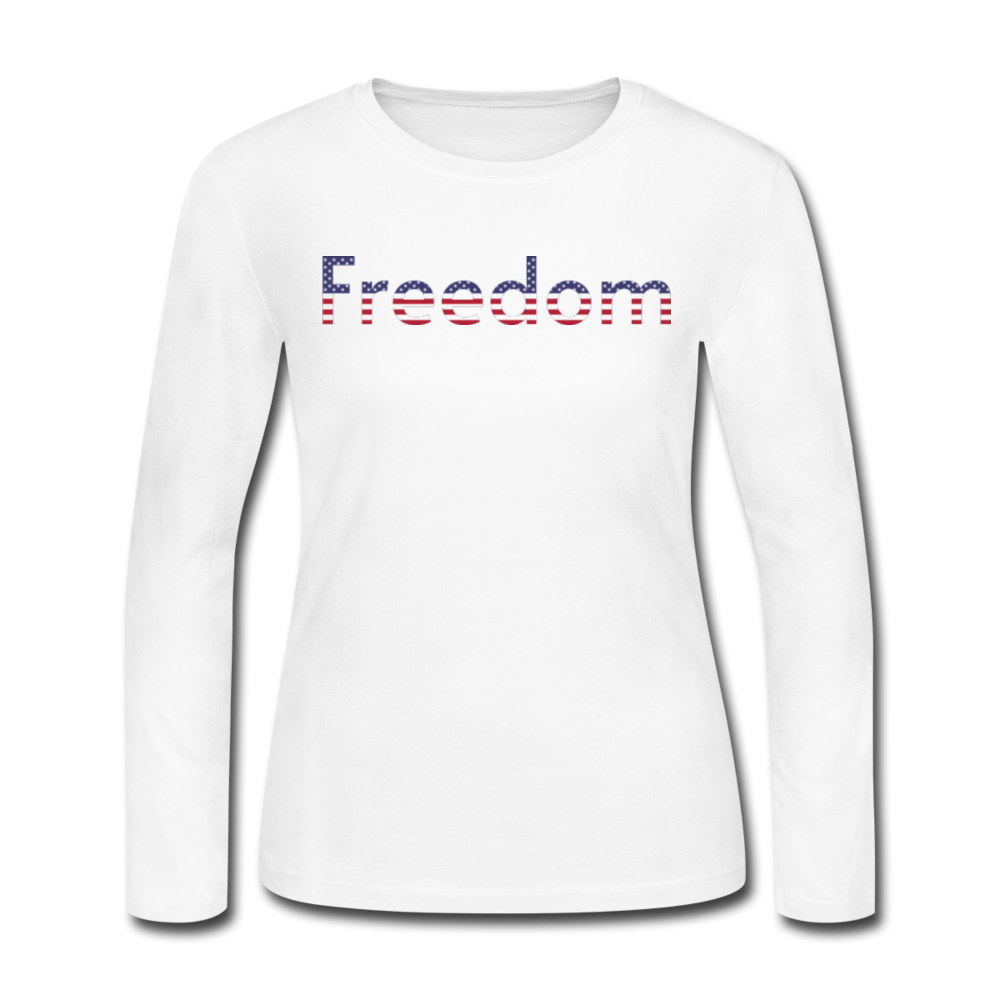 Freedom Patriotic Word Art Women's Long Sleeve Jersey T-Shirt - white