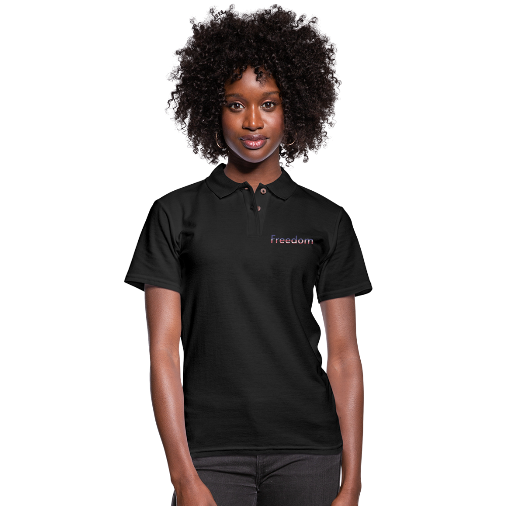 Freedom Patriotic Word Art Women's Pique Polo Shirt - black