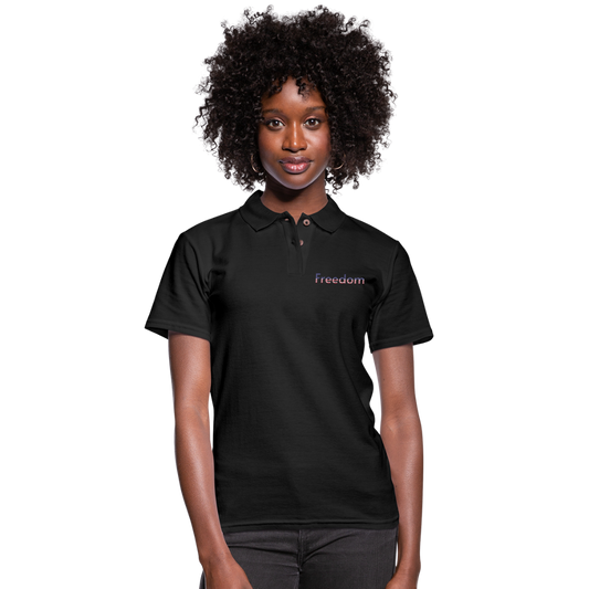 Freedom Patriotic Word Art Women's Pique Polo Shirt - black