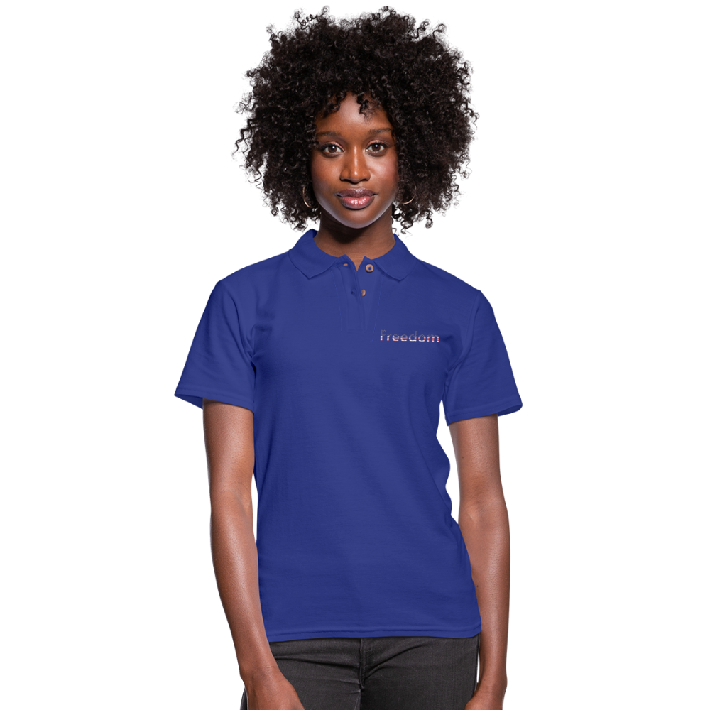 Freedom Patriotic Word Art Women's Pique Polo Shirt - royal blue