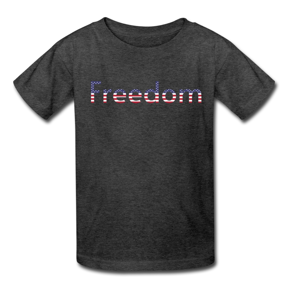 Freedom Patriotic Word Art Kids' T-Shirt - heather black