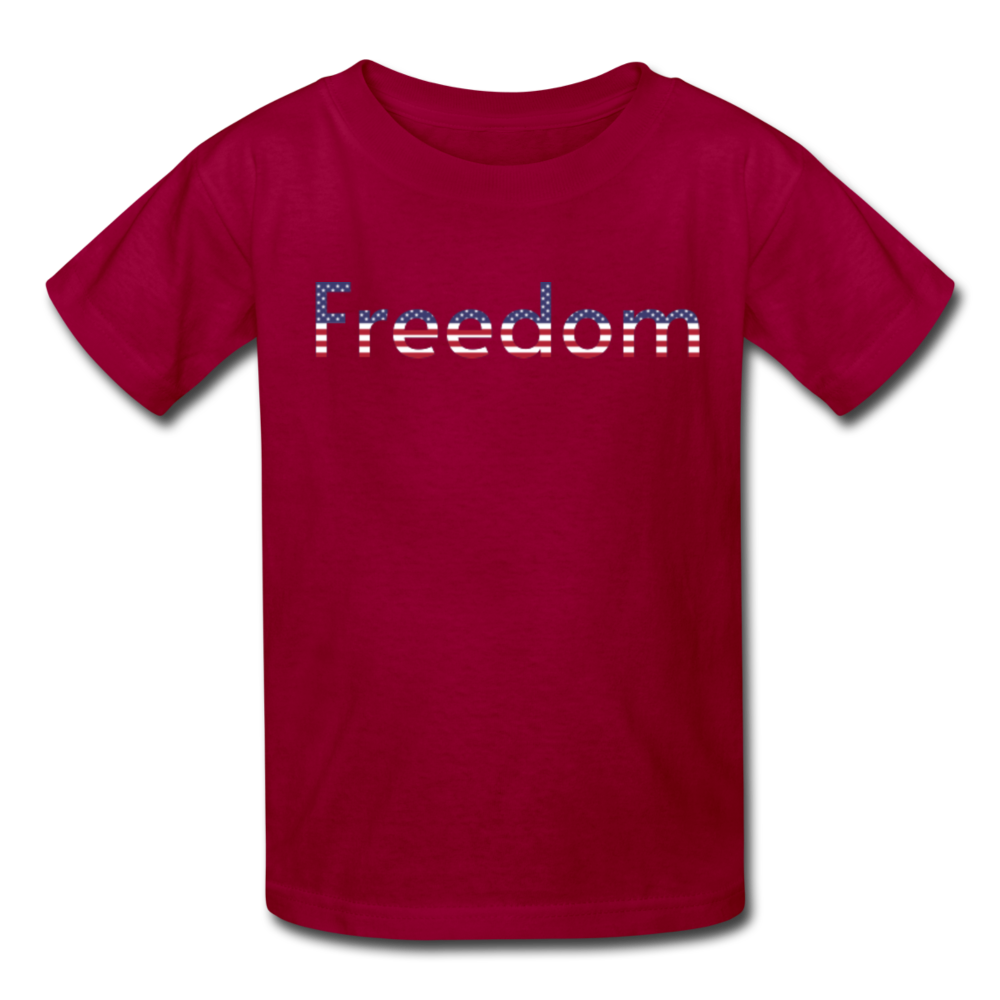 Freedom Patriotic Word Art Kids' T-Shirt - dark red
