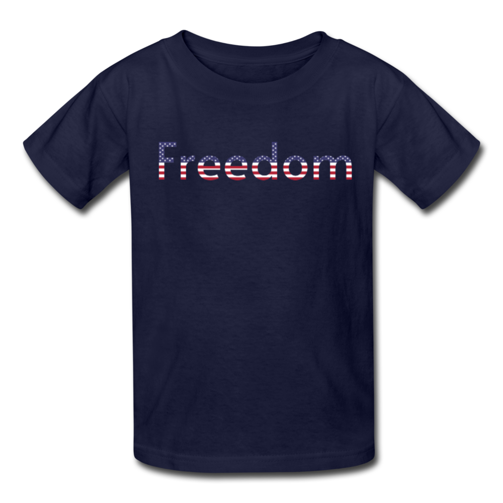 Freedom Patriotic Word Art Kids' T-Shirt - navy